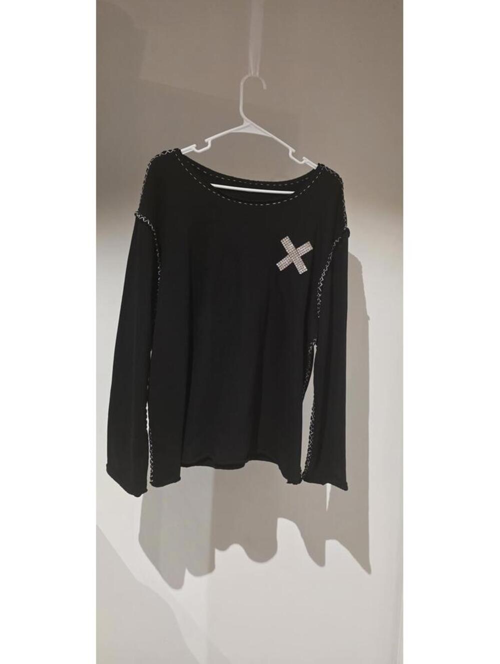 Made On Grand NYC - Black Sweater With Silver Cross